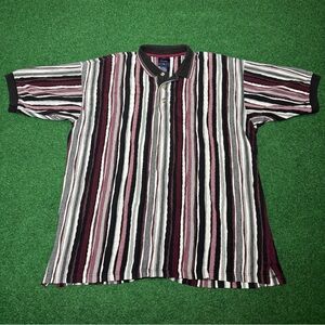 Cotton Traders Polo Coogi Style 90s Hip Hop Striped Vintage Shirt XL 3D Texture
